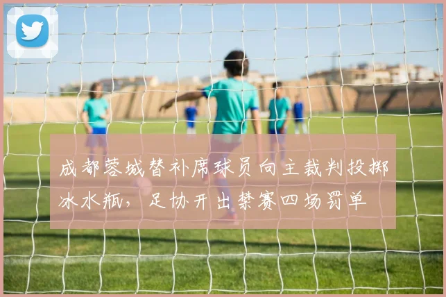 成都蓉城替补席球员向主裁判投掷冰水瓶,足协开出禁赛四场罚单